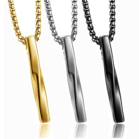 Men's Titanium Steel Necklace Hip Hop Style Pearl Chain Electroplated Pendant Jewelry