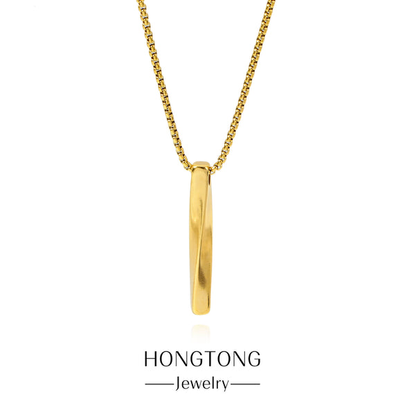 Men's Titanium Steel Necklace Hip Hop Style Pearl Chain Electroplated Pendant Jewelry