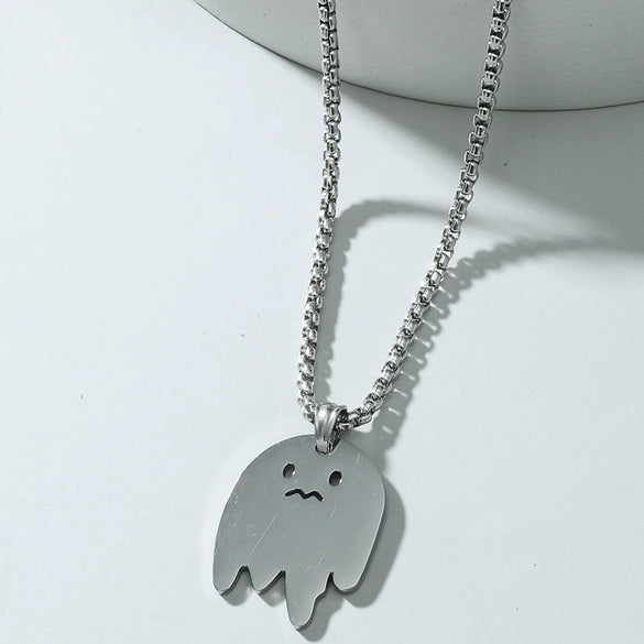 Men's Titanium Steel Necklace With Cartoon Doll Pendant And Electroplating Treatment