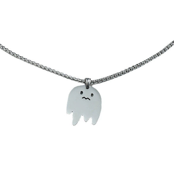 Men's Titanium Steel Necklace With Cartoon Doll Pendant And Electroplating Treatment