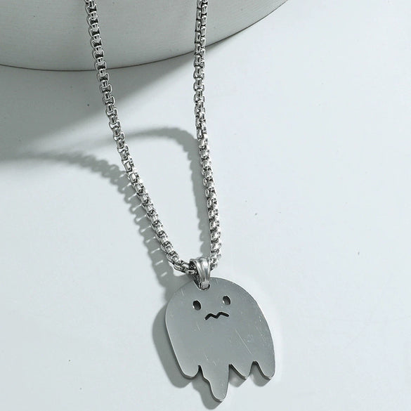 Men's Titanium Steel Necklace With Cartoon Doll Pendant And Electroplating Treatment