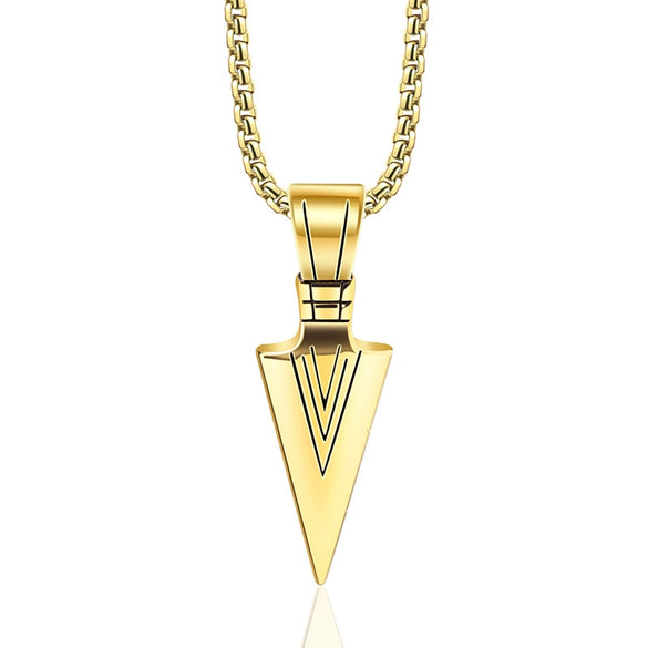 Men's Titanium Steel Necklace With Geometric Arrow Pendant Polished Simple Design Wholesale Jewelry
