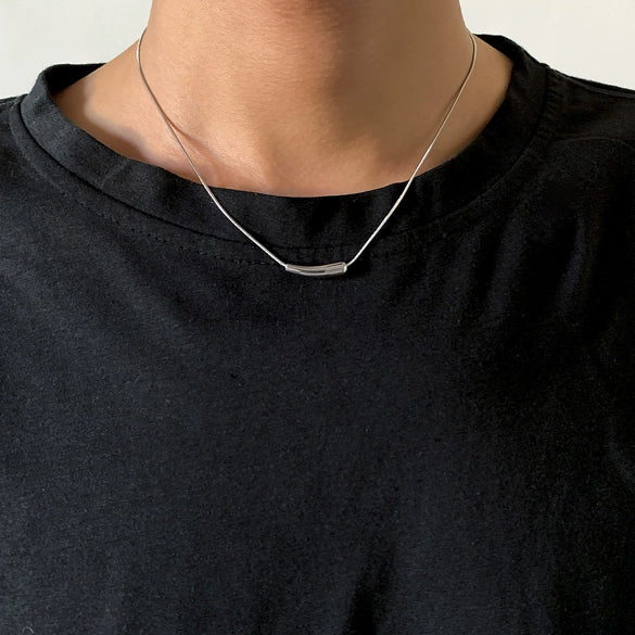 Men's Titanium Steel Necklace With Geometric Pattern And Polishing Treatment