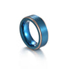 Men's Titanium Steel Ring Geometric Blue Gold Twocolor Vacuum Electroplated Brushed