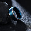 Men's Titanium Steel Ring Geometric Blue Gold Twocolor Vacuum Electroplated Brushed