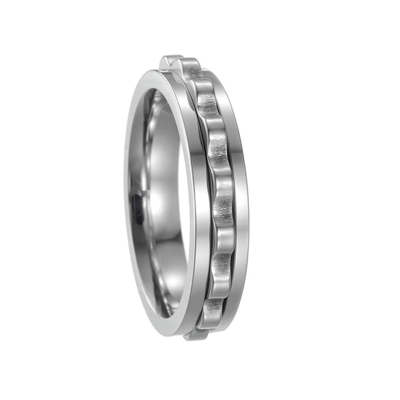 Men's Titanium Steel Ring Geometric Ushaped Multicolor Gear Rotating Decompression Electroplated Jewelry