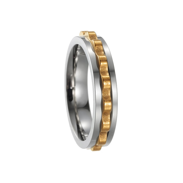 Men's Titanium Steel Ring Geometric Ushaped Multicolor Gear Rotating Decompression Electroplated Jewelry