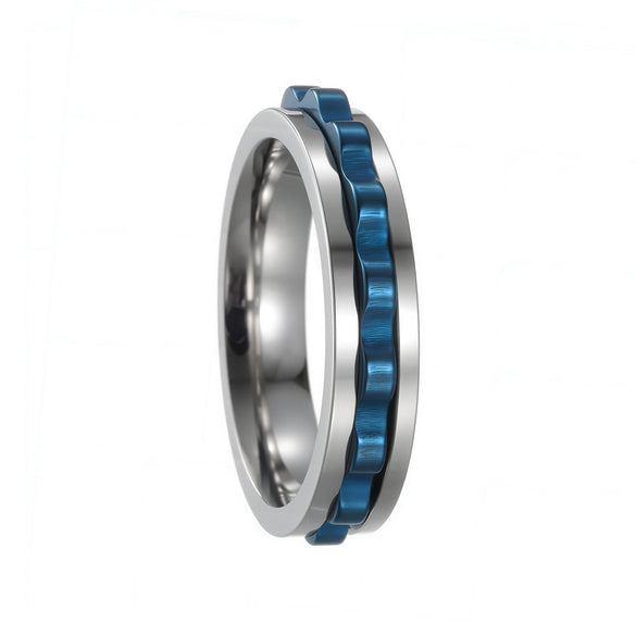 Men's Titanium Steel Ring Geometric Ushaped Multicolor Gear Rotating Decompression Electroplated Jewelry