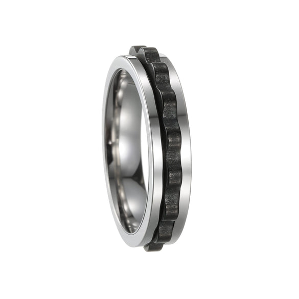 Men's Titanium Steel Ring Geometric Ushaped Multicolor Gear Rotating Decompression Electroplated Jewelry