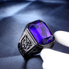 Men's Titanium Steel Ring With Black Writing Stone Pattern And Oil Treatment