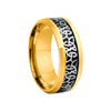 Men's Titanium Steel Ring With Geometric Pattern And Dripping Oil Treatment
