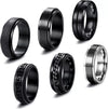 Men's Titanium Steel Rotating Decompression Ring Geometric Black Mysterious Style Electroplated