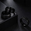 Men's Titanium Steel Rotating Decompression Ring Threepiece Set Black Electroplated Geometric Style