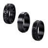 Men's Titanium Steel Rotating Decompression Ring Threepiece Set Black Electroplated Geometric Style