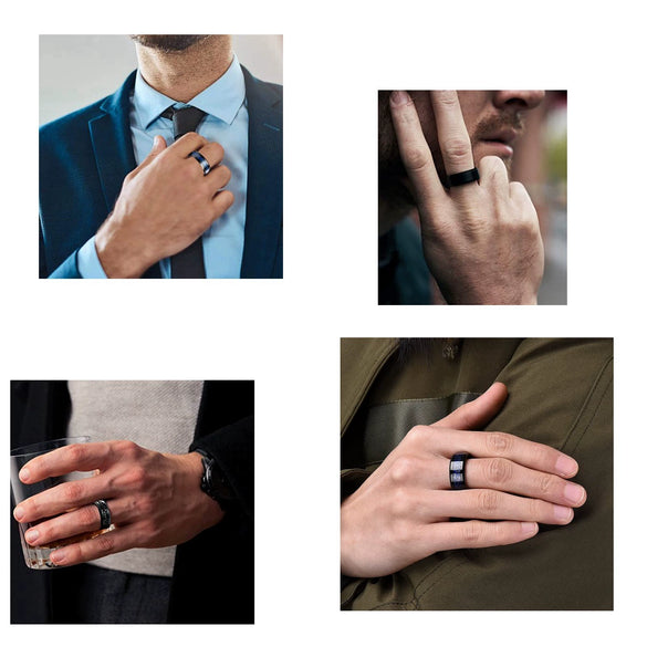 Men's Titanium Steel Rotating Ring With Geometric Pattern For Black Suit Electroplated