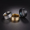 Men's Titanium Steel Threaded Geometric Ring With Vacuum Electroplating