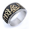 Men's Titanium Steel Viking Warrior Ring With Nordic Myth And Rune Apply Oil Design