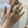 Men's Trendy Alloy Geometric Hollow Drop Finger Ring Set With Electroplating