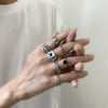 Men's Trendy Alloy Geometric Hollow Drop Finger Ring Set With Electroplating