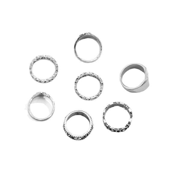Men's Trendy Alloy Geometric Hollow Drop Finger Ring Set With Electroplating