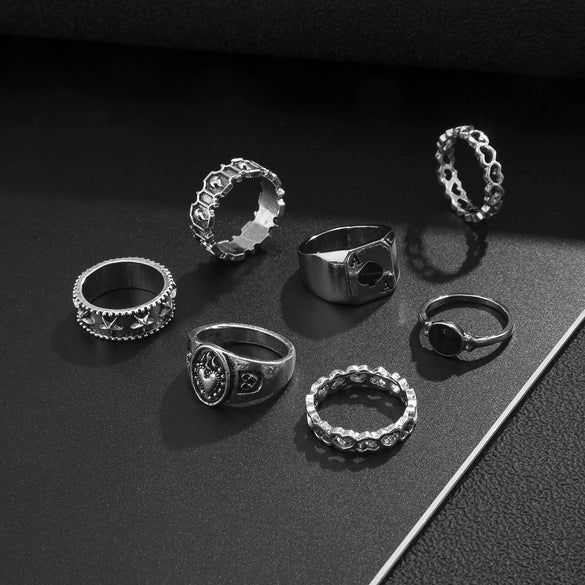 Men's Trendy Alloy Geometric Hollow Drop Finger Ring Set With Electroplating
