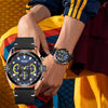 Men's Trendy Blue Chronograph Genuine Leather And Alloy Watch With Round Dial