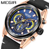 Men's Trendy Blue Chronograph Genuine Leather And Alloy Watch With Round Dial