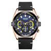 Men's Trendy Blue Chronograph Genuine Leather And Alloy Watch With Round Dial