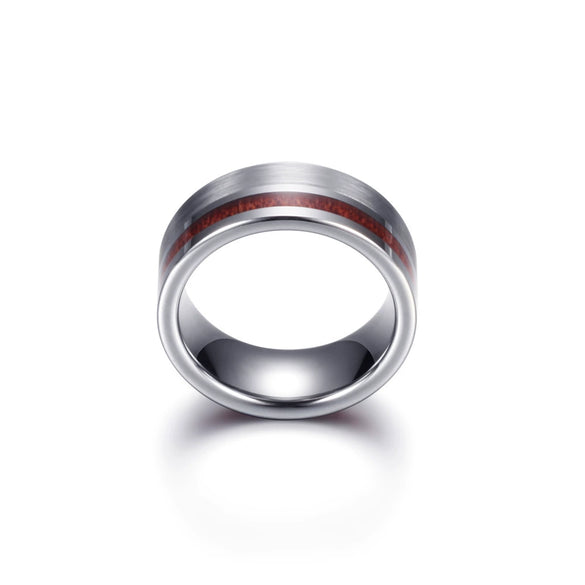 Men's Tungsten Steel Geometric Ring With Wood Grain Black And Gold Finish Polished Minimalist Wholesale Fashion Accessory