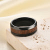Men¡¯s Tungsten Steel Ring With Wood Grain Inlay Doublesided Geometric Design Retro Electroplated Finish Unisex Fashion Accessory