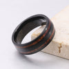 Men¡¯s Tungsten Steel Ring With Wood Grain Inlay Doublesided Geometric Design Retro Electroplated Finish Unisex Fashion Accessory