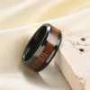 Men¡¯s Tungsten Steel Ring With Wood Grain Inlay Doublesided Geometric Design Retro Electroplated Finish Unisex Fashion Accessory