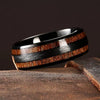 Men¡¯s Tungsten Steel Ring With Wood Grain Inlay Doublesided Geometric Design Retro Electroplated Finish Unisex Fashion Accessory
