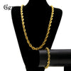 Men's Twisted Rope Chain Necklace And Bracelet Set Electroplated Alloy Hip Hop Jewelry