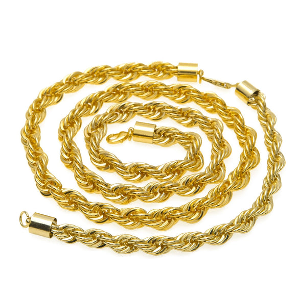 Men's Twisted Rope Chain Necklace And Bracelet Set Electroplated Alloy Hip Hop Jewelry