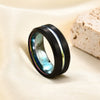 Men's Twotone Black Geometric Tungsten Steel Ring With Electroplated Finish Fashion Jewelry Wholesale
