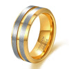Men's Twotone Black Geometric Tungsten Steel Ring With Electroplated Finish Fashion Jewelry Wholesale
