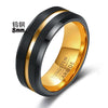 Men's Twotone Tungsten Steel Ring With Grooved Brushed Finish Geometric Design And Electroplated Detail For Wholesale Accessories