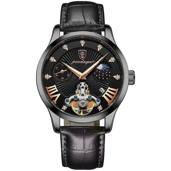 Men's Ultrathin Belt Quartz Waterproof Luminous Watch Alloy Case Leather Strap Stainless Steel Clasp Round Dial