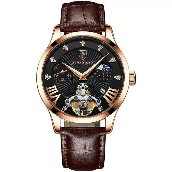 Men's Ultrathin Belt Quartz Waterproof Luminous Watch Alloy Case Leather Strap Stainless Steel Clasp Round Dial
