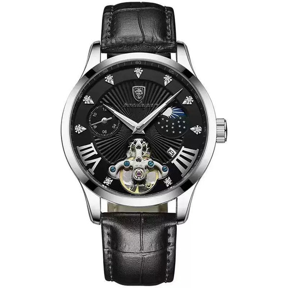 Men's Ultrathin Belt Quartz Waterproof Luminous Watch Alloy Case Leather Strap Stainless Steel Clasp Round Dial