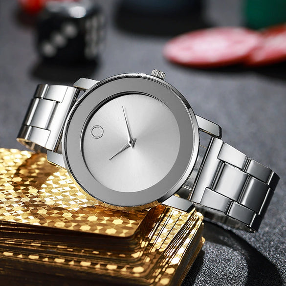Men's Ultrathin Business Quartz Watch Alloy Case Stainless Steel Buckle Round Dial