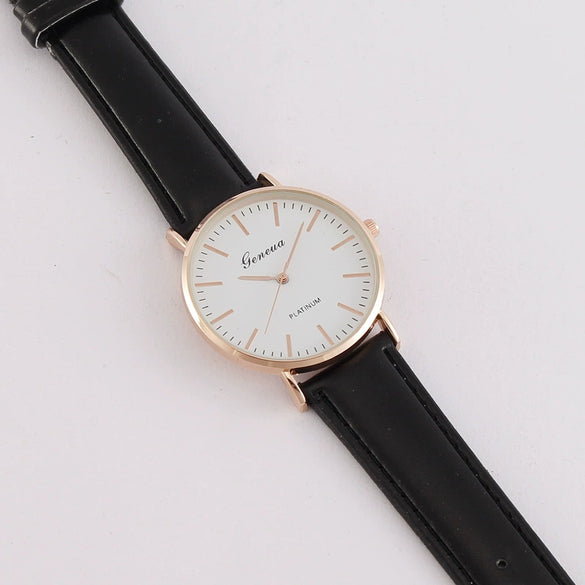 Men's Ultrathin Simple Quartz Watch With Imitation Leather Strap And Stainless Steel Clasp In Round Shape