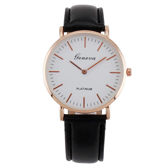 Men's Ultrathin Simple Quartz Watch With Imitation Leather Strap And Stainless Steel Clasp In Round Shape