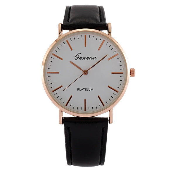 Men's Ultrathin Simple Quartz Watch With Imitation Leather Strap And Stainless Steel Clasp In Round Shape