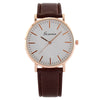 Men's Ultrathin Simple Quartz Watch With Imitation Leather Strap And Stainless Steel Clasp In Round Shape