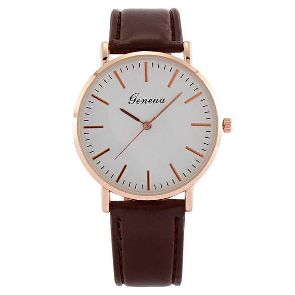 Men's Ultrathin Simple Quartz Watch With Imitation Leather Strap And Stainless Steel Clasp In Round Shape