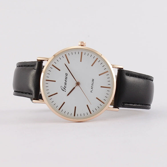Men's Ultrathin Simple Quartz Watch With Imitation Leather Strap And Stainless Steel Clasp In Round Shape