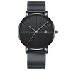Men's Ultrathin Trendy Quartz Watch Alloy Case Imitation Leather Strap Stainless Steel Clasp Round Dial Leisure Style