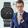 Men's Ultrathin Trendy Quartz Watch Alloy Case Imitation Leather Strap Stainless Steel Clasp Round Dial Leisure Style